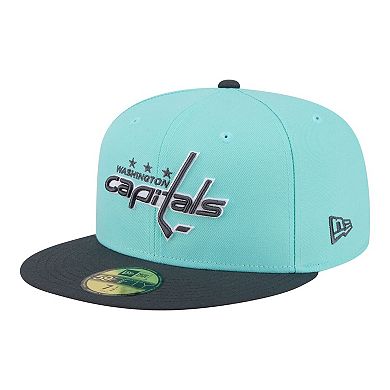 Men's New Era Turquoise/Charcoal Washington Capitals Two-Tone Color Pack 59FIFTY Fitted Hat
