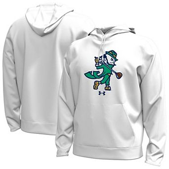 Men's Under Armour White Notre Dame Fighting Irish Golf Leprechaun Fleece Hoodie