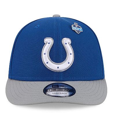 Men's New Era Royal/Gray Indianapolis Colts 2026 NFL Draft On Stage Pre-Curved 9FIFTY Snapback Hat
