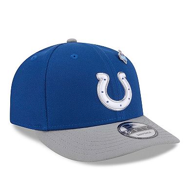 Men's New Era Royal/Gray Indianapolis Colts 2026 NFL Draft On Stage Pre-Curved 9FIFTY Snapback Hat