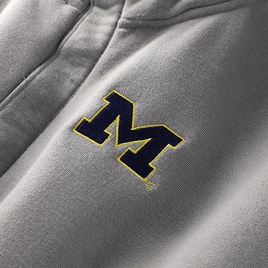 Women's ZooZatz Gray Michigan Wolverines Cropped Powerhouse Half-Snap Sweatshirt