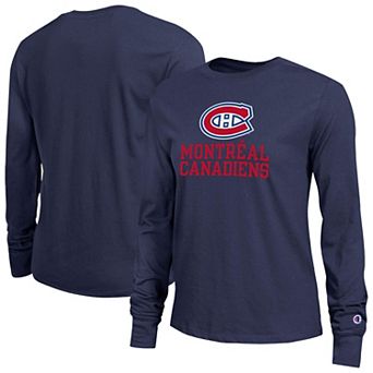 Women's Champion Navy Montreal Canadiens Wordmark Lockup Long Sleeve T-Shirt