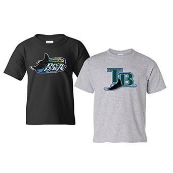 Youth Soft as a Grape Black/Gray Tampa Bay Rays Cooperstown 2-Pack T-Shirt Set