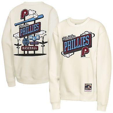Youth Mitchell & Ness Natural Philadelphia Phillies Retro Billboard Sweatshirt