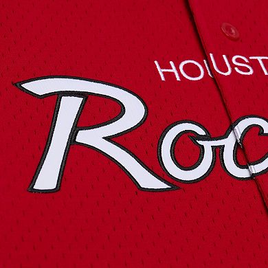 Men's Mitchell & Ness Red Houston Rockets Hardwood Classics Head Coach Mesh Full-Button Fashion Jersey