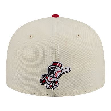 Men's New Era Cream Cincinnati Reds Two-Tone Stitch 59FIFTY Fitted Hat