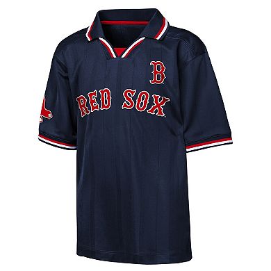 Youth Outerstuff Navy Boston Red Sox Y2 Tech Stadium Fashion Collar T-Shirt