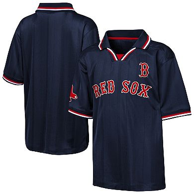 Youth Outerstuff Navy Boston Red Sox Y2 Tech Stadium Fashion Collar T-Shirt