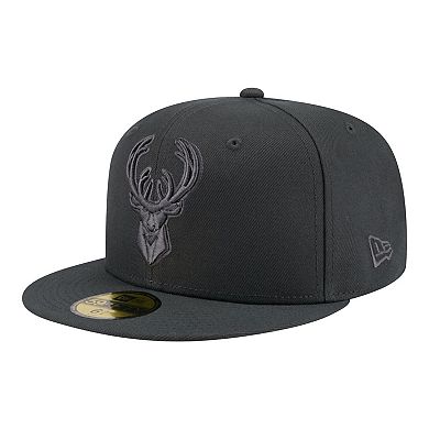 Men's New Era Charcoal Milwaukee Bucks Tonal Color Pack 59FIFTY Fitted Hat