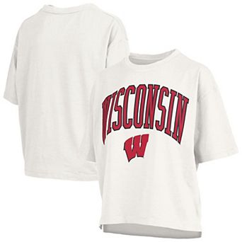 Women's Pressbox White Wisconsin Badgers Plus Size Nelson Motley Crew Oversized Slub T-Shirt
