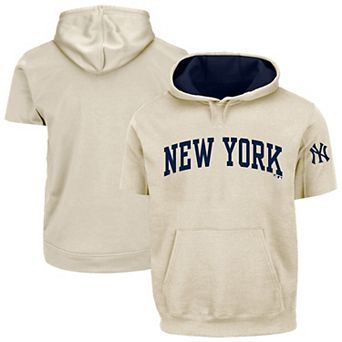 Men's Fanatics Cream/Navy New York Yankees Big & Tall Contrast Short Sleeve Hoodie