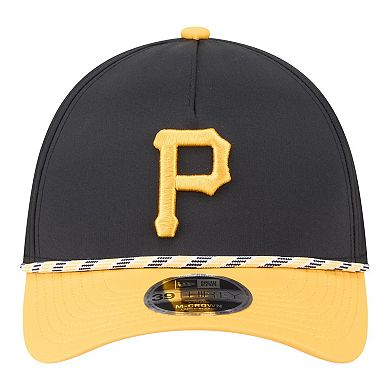 Men's New Era Black/Gold Pittsburgh Pirates Rope M-Crown A-Frame 39THIRTY Flex Hat
