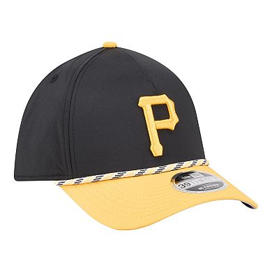 Men's New Era Black/Gold Pittsburgh Pirates Rope M-Crown A-Frame 39THIRTY Flex Hat