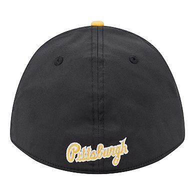 Men's New Era Black/Gold Pittsburgh Pirates Rope M-Crown A-Frame 39THIRTY Flex Hat