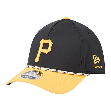 Men's New Era Black/Gold Pittsburgh Pirates Rope M-Crown A-Frame 39THIRTY Flex Hat