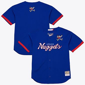 Men's Mitchell & Ness Royal Denver Nuggets Hardwood Classics Head Coach Mesh Full-Button Fashion Jersey