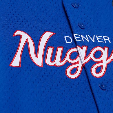 Men's Mitchell & Ness Royal Denver Nuggets Hardwood Classics Head Coach Mesh Full-Button Fashion Jersey