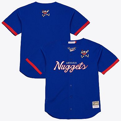 Men's Mitchell & Ness Royal Denver Nuggets Hardwood Classics Head Coach Mesh Full-Button Fashion Jersey