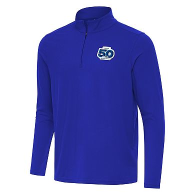 Men's Antigua Royal Seattle Seahawks 50th Season Intent Quarter-Zip Pullover