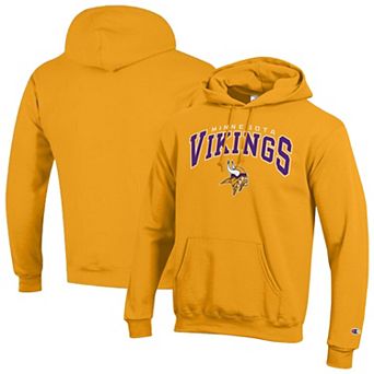 Men's Champion Gold Minnesota Vikings Powerblend Arch over Logo Hoodie
