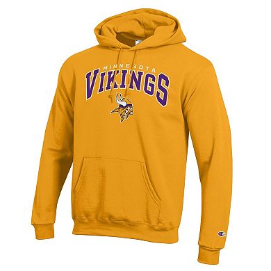 Men's Champion Gold Minnesota Vikings Powerblend Arch over Logo Hoodie