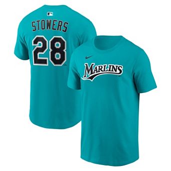 Men's Nike Kyle Stowers Teal Miami Marlins Alternate Name & Number T-Shirt