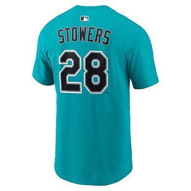 Men's Nike Kyle Stowers Teal Miami Marlins Alternate Name & Number T-Shirt