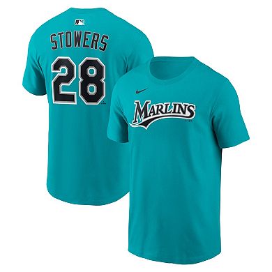 Men's Nike Kyle Stowers Teal Miami Marlins Alternate Name & Number T-Shirt