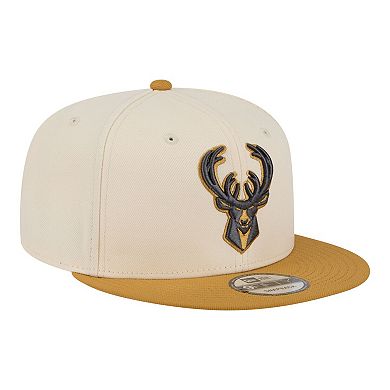 Men's New Era Cream/Tan Milwaukee Bucks Two-Tone Color Pack 9FIFTY Snapback Hat