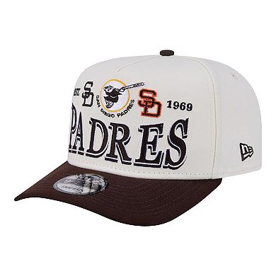 Men's New Era Cream San Diego Padres Throwback Tri-Hit A-Frame 9FIFTY Adjustable Hat