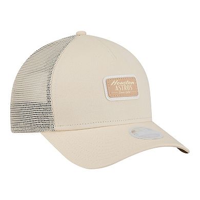 Women's New Era Light Beige Houston Astros Tonal Patch 9FORTY M-Crown A-Frame Trucker Adjustable Hat