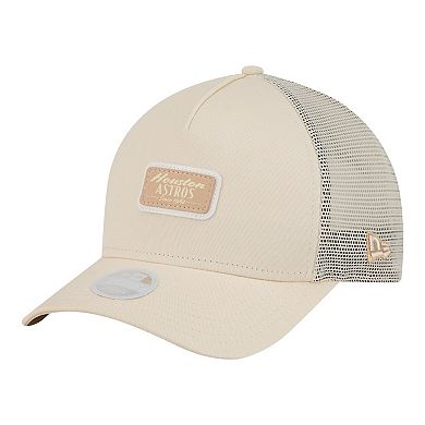 Women's New Era Light Beige Houston Astros Tonal Patch 9FORTY M-Crown A-Frame Trucker Adjustable Hat