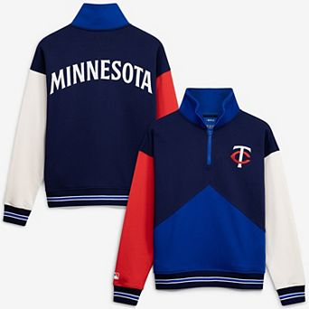 Women's Terez Navy Minnesota Twins Colorblock Quarter-Zip Pullover