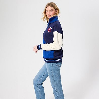 Women's Terez Navy Minnesota Twins Colorblock Quarter-Zip Pullover