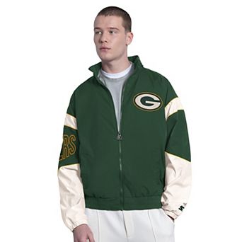 Men's Starter Green Green Bay Packers The Gust Full-Zip Hooded Jacket