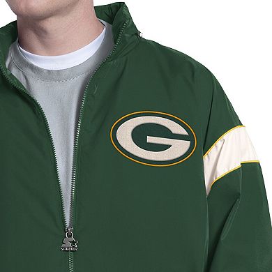 Men's Starter Green Green Bay Packers The Gust Full-Zip Hooded Jacket