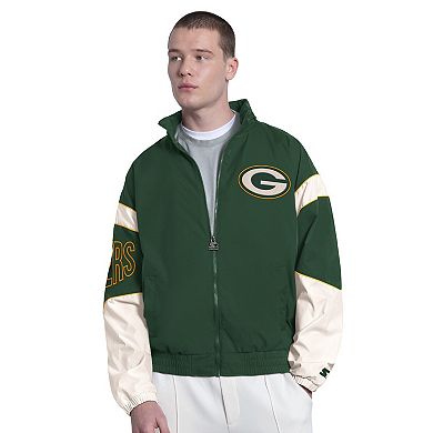 Men's Starter Green Green Bay Packers The Gust Full-Zip Hooded Jacket