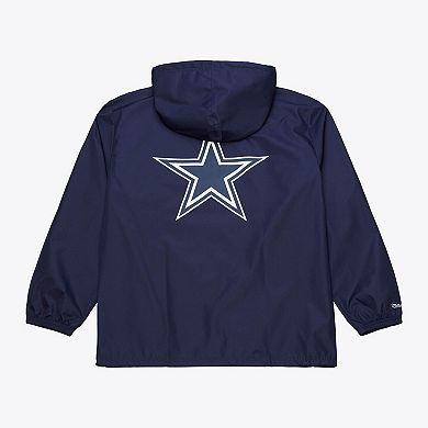 Men's Mitchell & Ness Navy Dallas Cowboys Full-Snap Hooded Coaches Jacket
