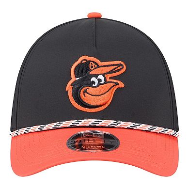 Men's New Era Black/Orange Baltimore Orioles Rope M-Crown A-Frame 39THIRTY Flex Hat