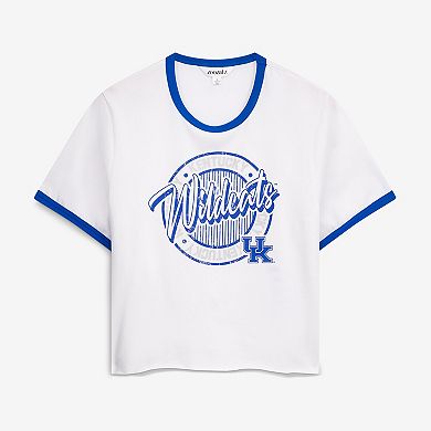 Women's ZooZatz White Kentucky Wildcats Retro Ringer Tri-Blend T-Shirt