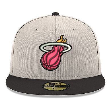Men's New Era White/Black Miami Heat Chrome Two-Tone 59FIFTY Fitted Hat
