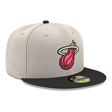 Men's New Era White/Black Miami Heat Chrome Two-Tone 59FIFTY Fitted Hat