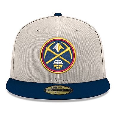 Men's New Era White/Navy Denver Nuggets Chrome Two-Tone 59FIFTY Fitted Hat