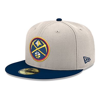 Men's New Era White/Navy Denver Nuggets Chrome Two-Tone 59FIFTY Fitted Hat