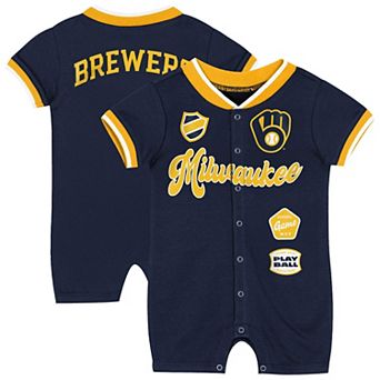 Newborn Outerstuff Navy Milwaukee Brewers Pinch Coverall