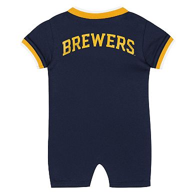 Newborn Outerstuff Navy Milwaukee Brewers Pinch Coverall