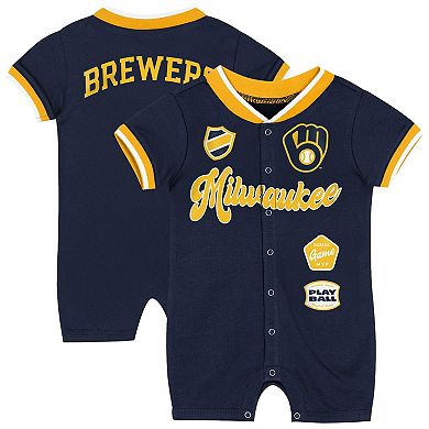 Newborn Outerstuff Navy Milwaukee Brewers Pinch Coverall