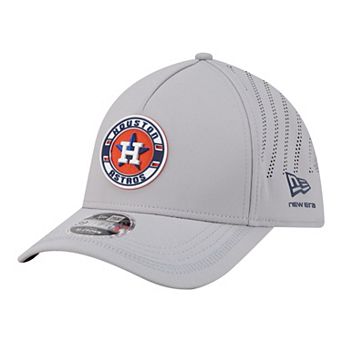 Men's New Era Gray Houston Astros Patch 39THIRTY A-Frame M-Crown Perforated Flex Hat