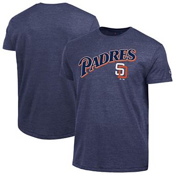 Men's Champion Navy San Diego Padres Cooperstown Wordmark Lockup Tri-Blend T-Shirt