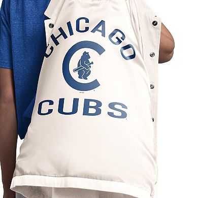 Women's Starter Cream Chicago Cubs Cooperstown First Down Full-Snap Coaches Jacket
